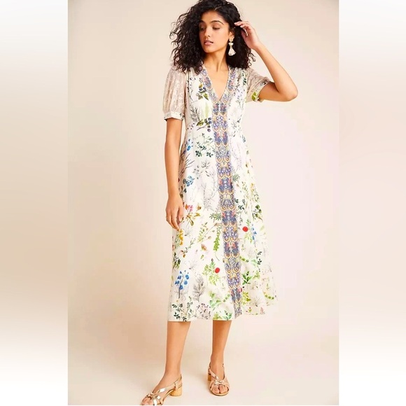 Geisha Designs NWOT Anthropologie Donna Floral Midi Dress Size S. - Picture 4 of 16